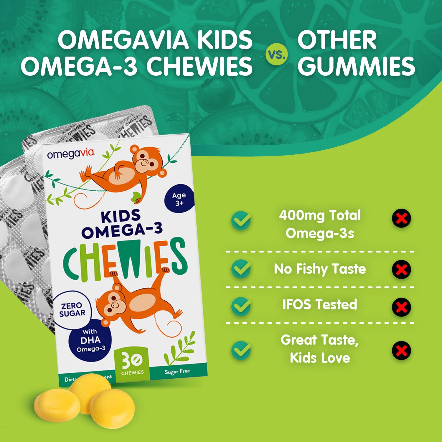Kids Omega-3 Chewies infographic
