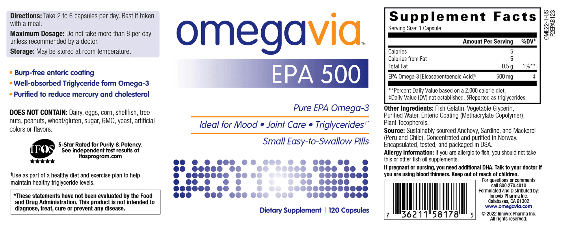 OmegaVia EPA 500 label